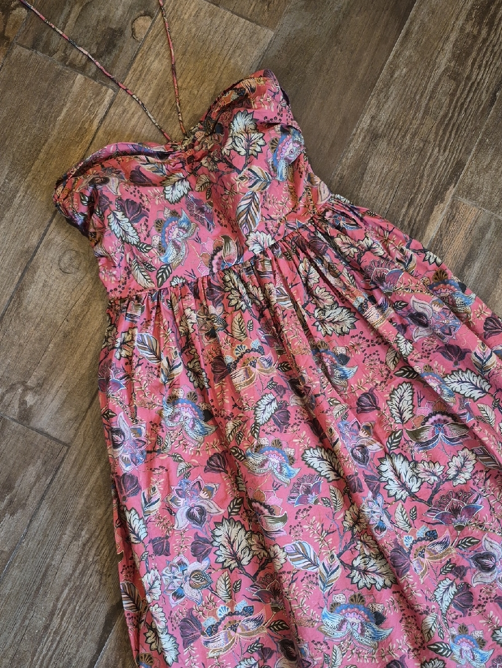 Anthropologie Let Me Be Boho Floral Belted Halter Cotton Maxi Dress, XXS - Picture 6 of 16